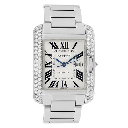 Exclusive Cartier Stainless Steel Tank Anglaise Automatic 3511 — Front View