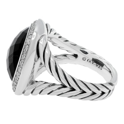 Exclusive David Yurman Sterling Silver Onyx Diamond 14mm Albion Ring — Side View