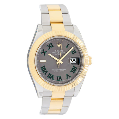 Exclusive Rolex Stainless Steel 18K Yellow Gold 'Wimbledon' Datejust II 116333 — Front View