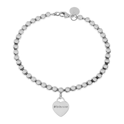 Exclusive Tiffany & Co. Sterling Heart Tag Bead Bracelet — Side View
