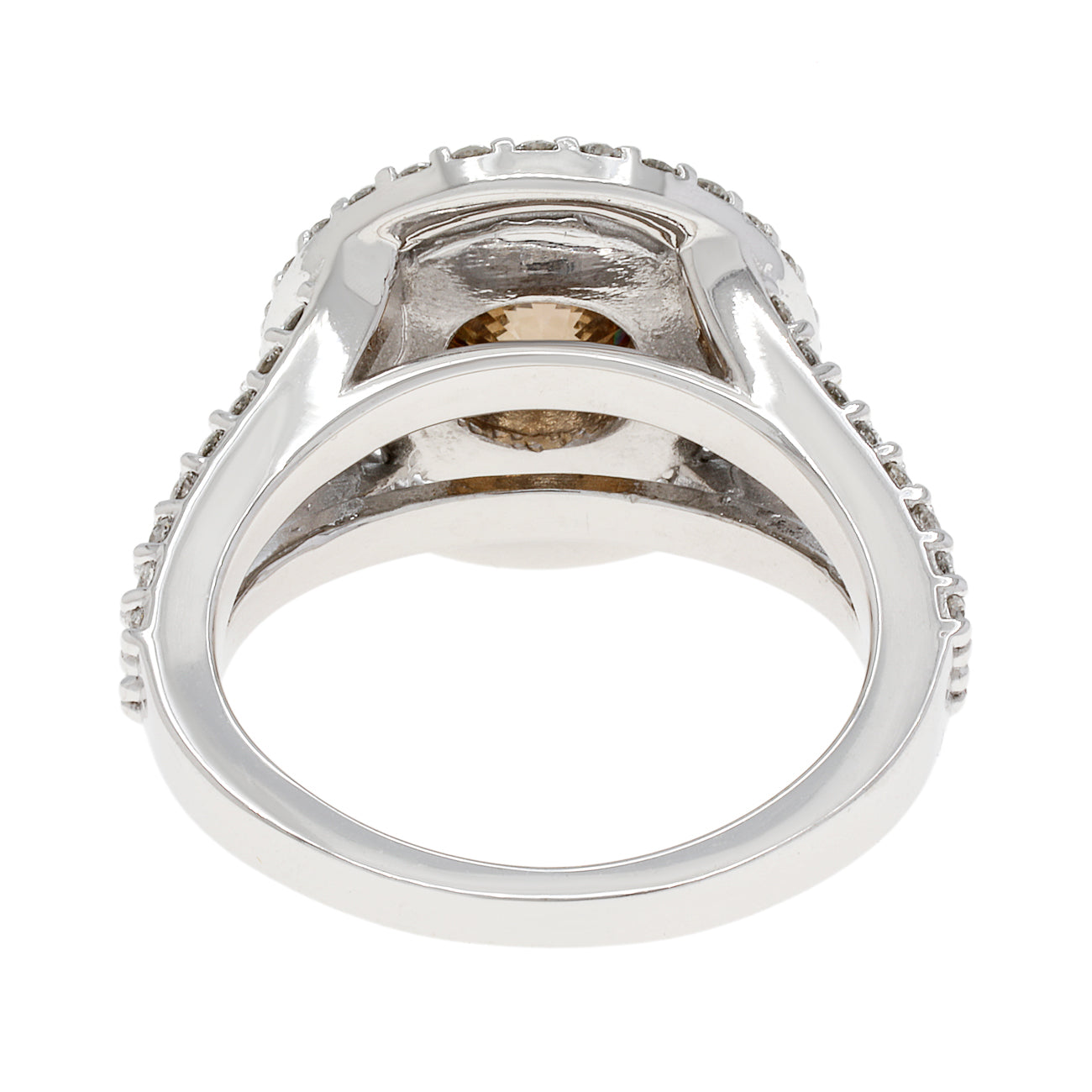 Exclusive 14K White Gold 1.57 Carat Fancy Vivid Brown Diamond Double Halo Ring — 3.5 — Back View