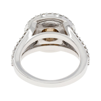 Exclusive 14K White Gold 1.57 Carat Fancy Vivid Brown Diamond Double Halo Ring — 3.5 — Back View