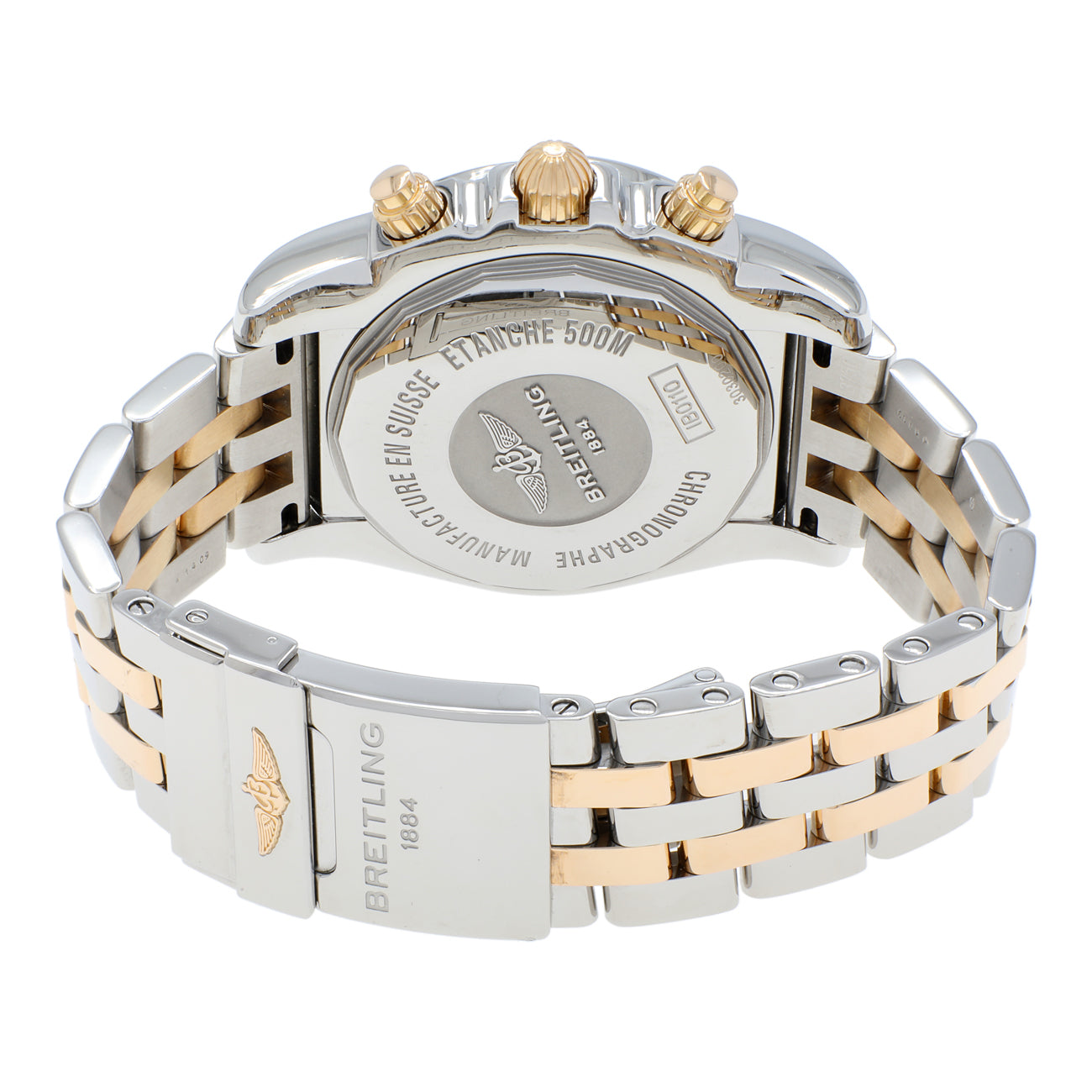 Exclusive Breitling Stainless Steel 18K Yellow Gold Chronomat 44 IB0110 — Side View