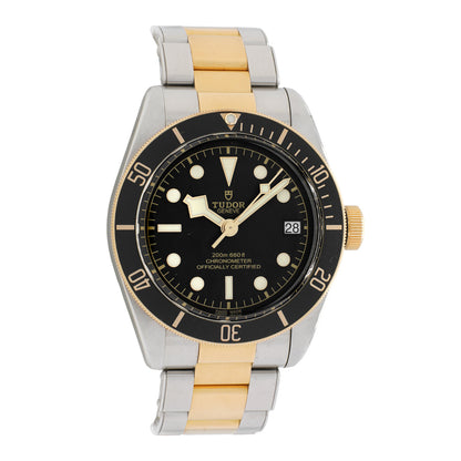 Exclusive Tudor Stainless Steel 18K Yellow Gold Black Bay S&G 79733N — Front View