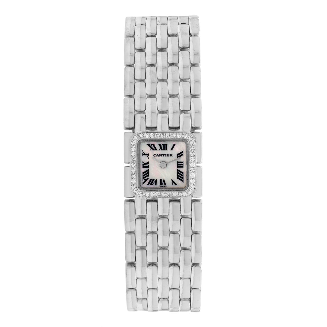 Exclusive Cartier 18K White Gold Diamond Panthere Ruban 2422 — Front View