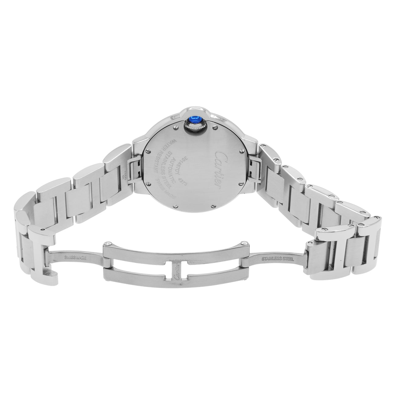 Exclusive Cartier Stainless Steel Diamond Ballon Bleu 33mm Automatic W4BB0023 — Top View