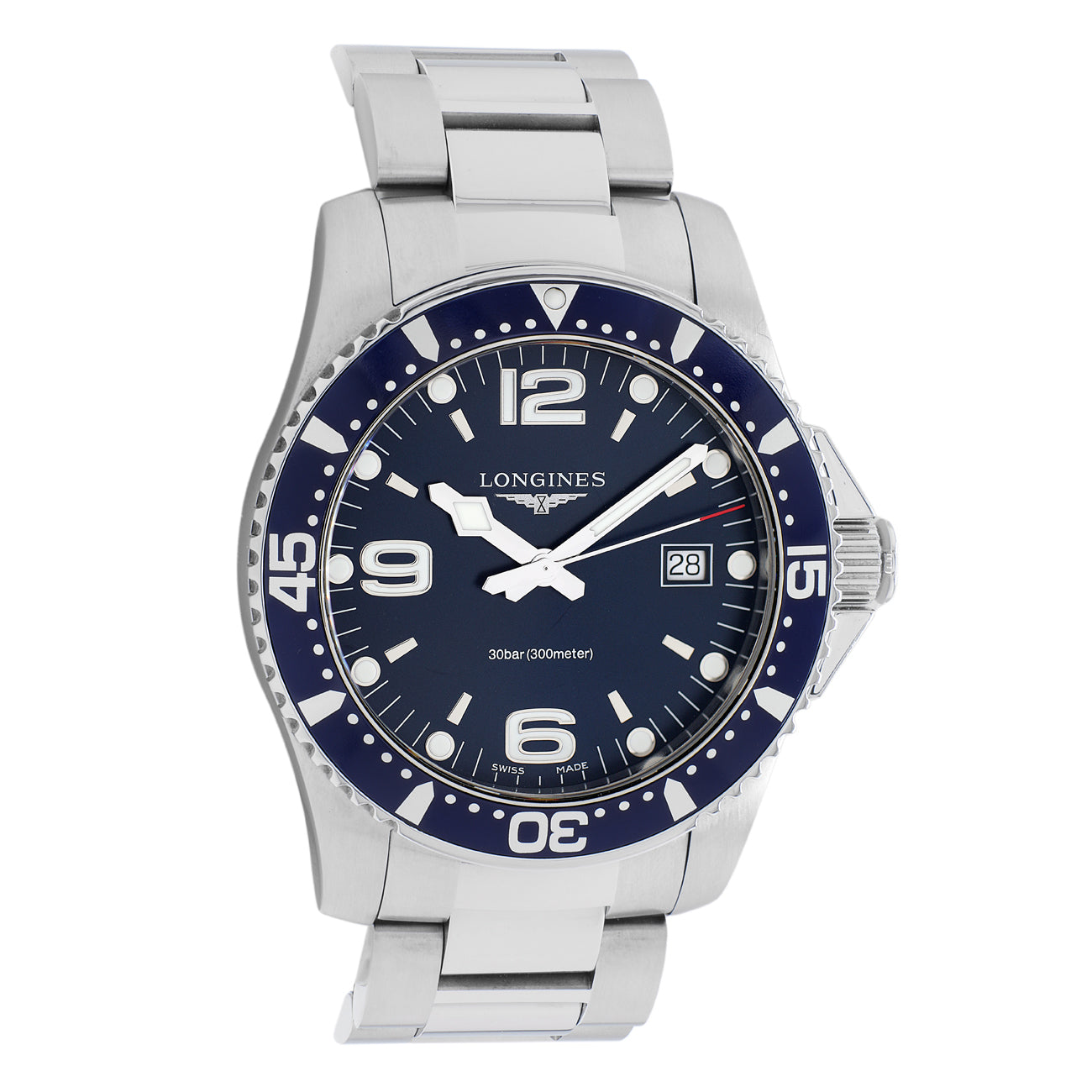 Exclusive Longines Stainless Steel Hydroconquest L3.740.4.96.6 — Front View