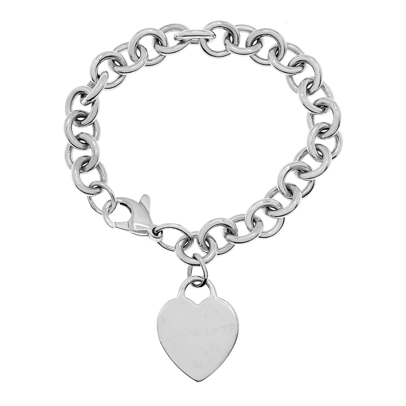 Exclusive Tiffany & Co. Sterling Silver Heart Tag Charm Bracelet — Side View