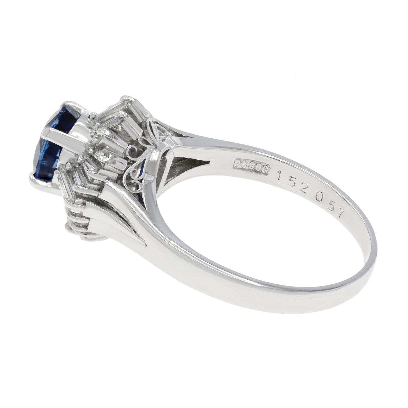 Exclusive Platinum 1.52 Carat Sapphire Diamond Ring — 3.5 — Side View