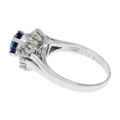Exclusive Platinum 1.52 Carat Sapphire Diamond Ring — 3.5 — Side View