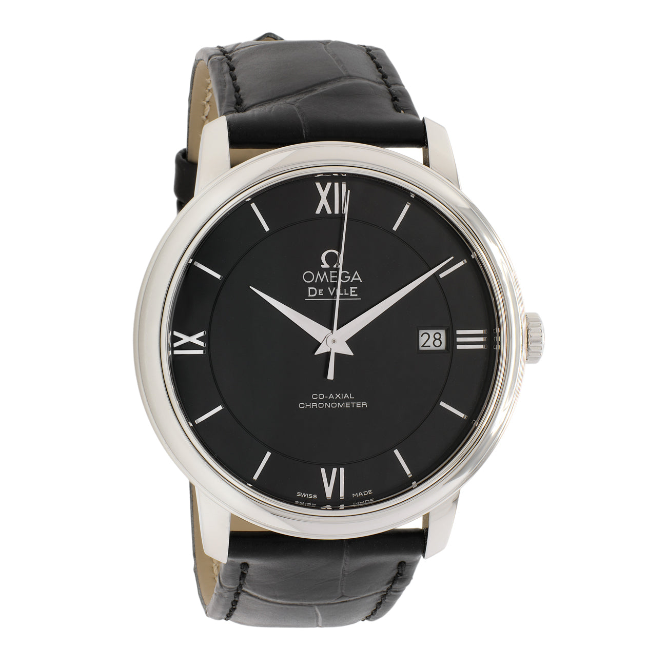 Exclusive Omega Stainless Steel De Ville Prestige 424.13.40.20.01.001 — Front View