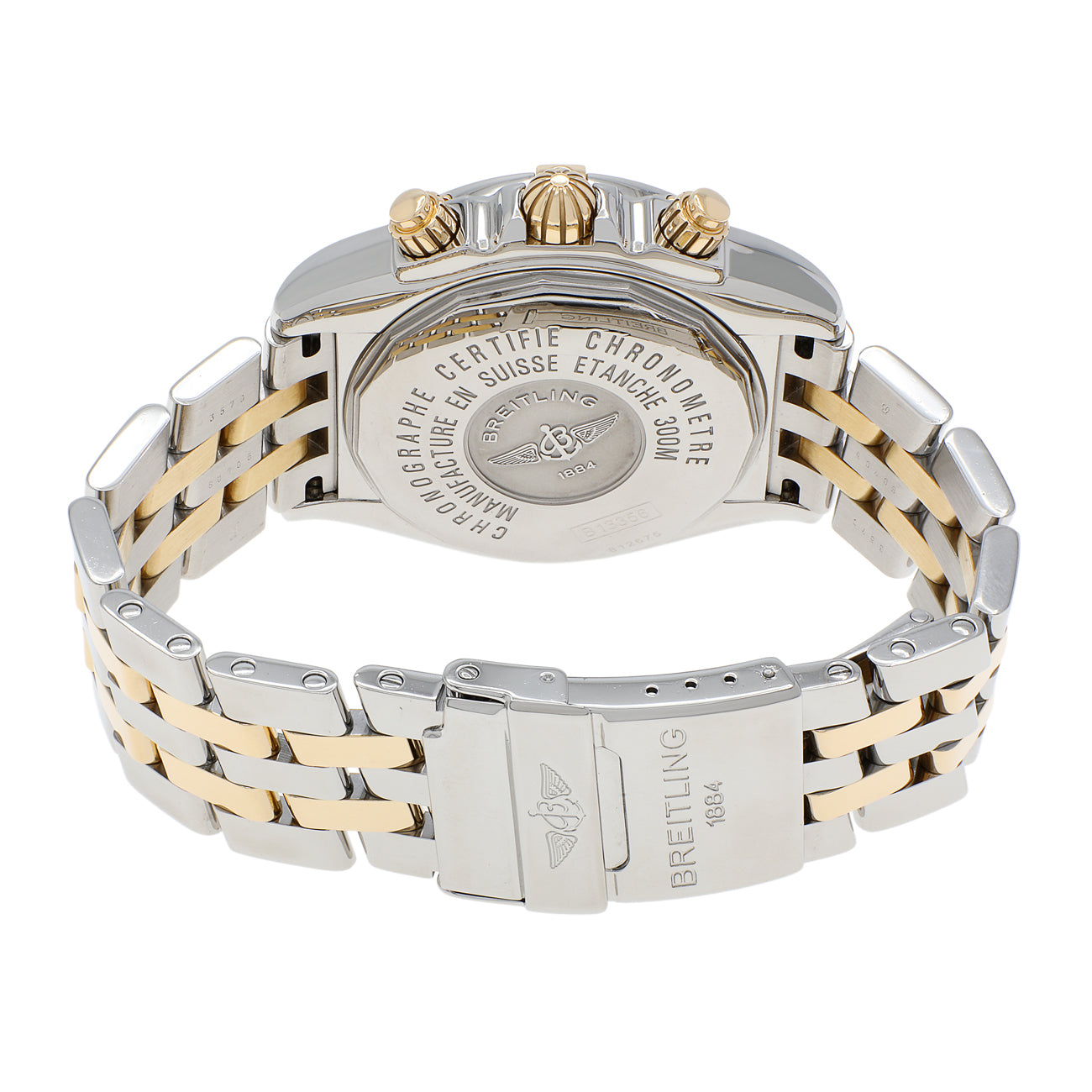 Exclusive Breitling Stainless Steel 18K Yellow Gold Chronomat Evolution B13356 — Side View