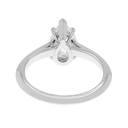 Exclusive Platinum 1.30 Carat Pear Shape Diamond Solitaire Ring — 4 — Back View