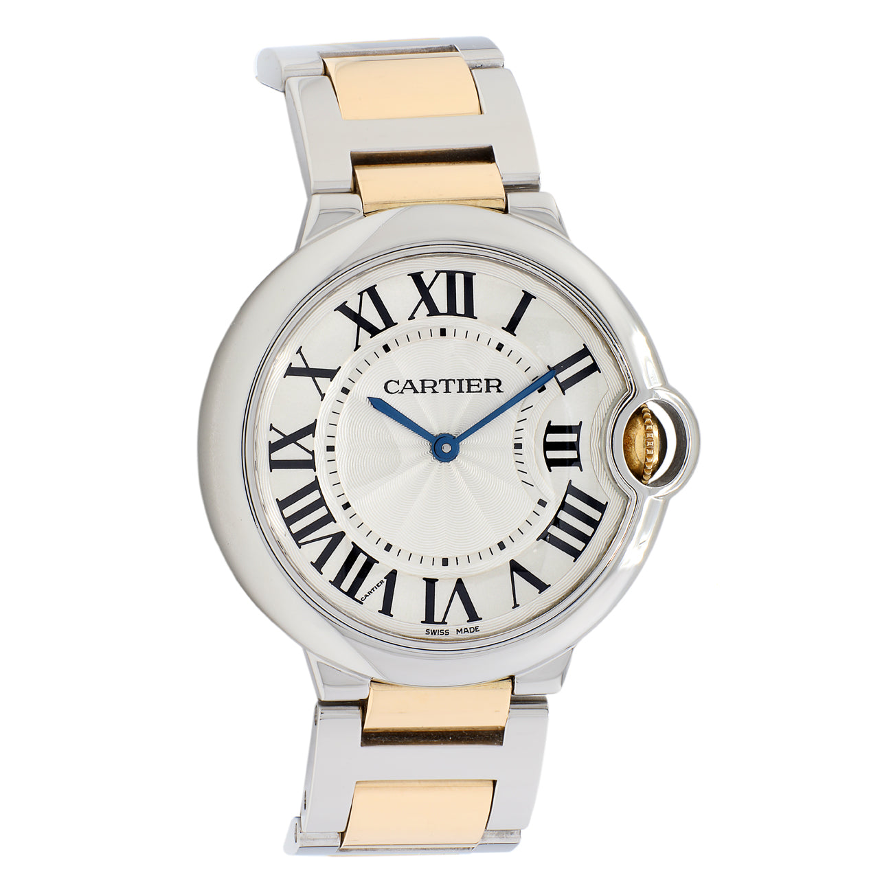 Exclusive Cartier Stainless Steel 18K Yellow Gold Ballon Bleu 36mm W69008Z3 — Front View