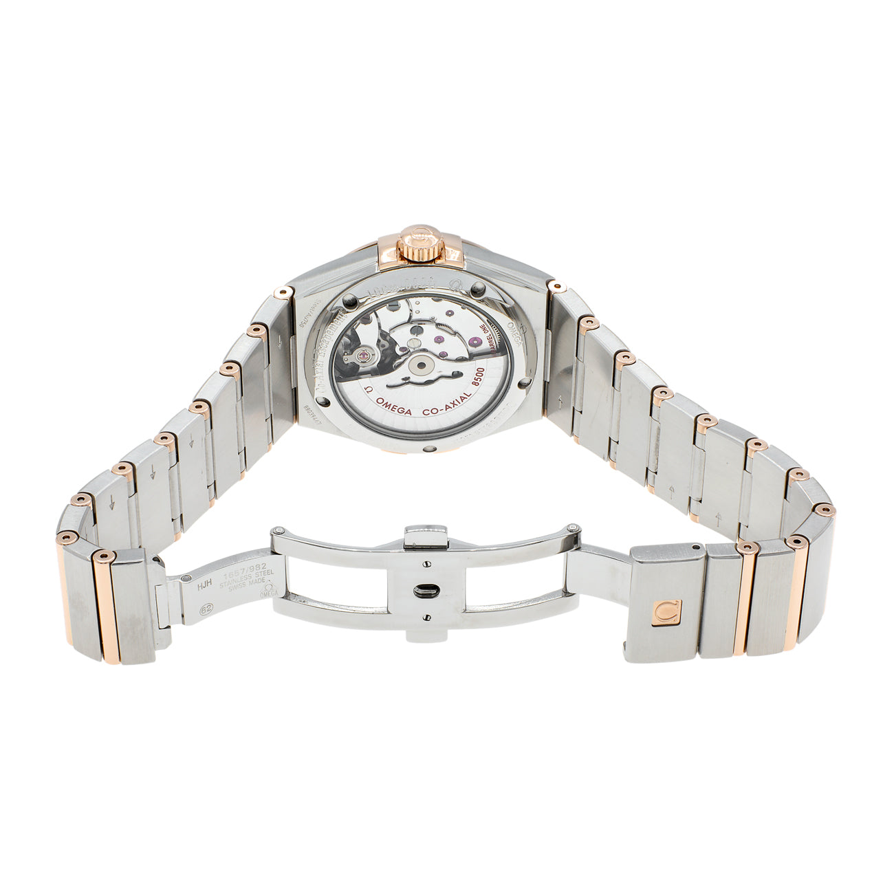 Exclusive Omega Stainless Steel 18K Rose Gold Constellation 123.20.38.21.06.001 — Top View