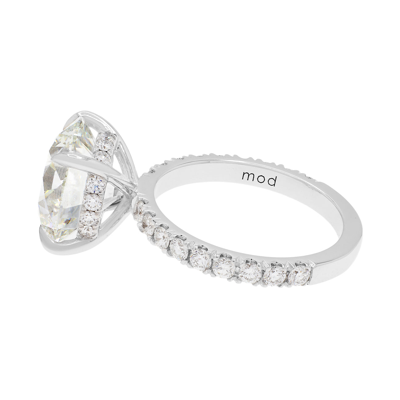 Exclusive 18K White Gold 6.05 Carat Hidden Halo Diamond Engagement Ring — 4.5 — Side View