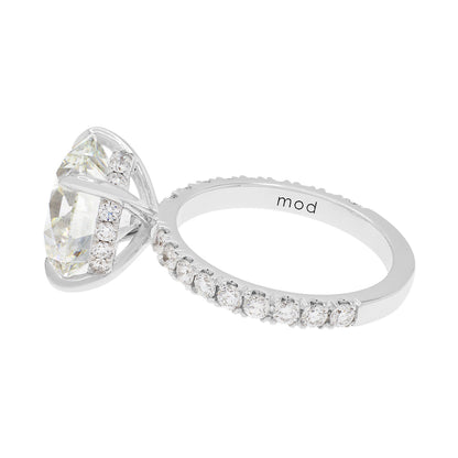 Exclusive 18K White Gold 6.05 Carat Hidden Halo Diamond Engagement Ring — 4.5 — Side View