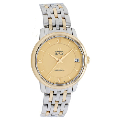 Exclusive Omega Stainless Steel 18K Yellow Gold De Ville Prestige 424.20.33.20.08.001 — Front View