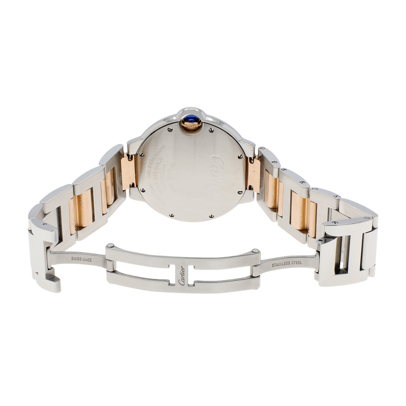 Exclusive Cartier Stainless Steel 18K Rose Gold Ballon Bleu 36mm W6920033 — Top View