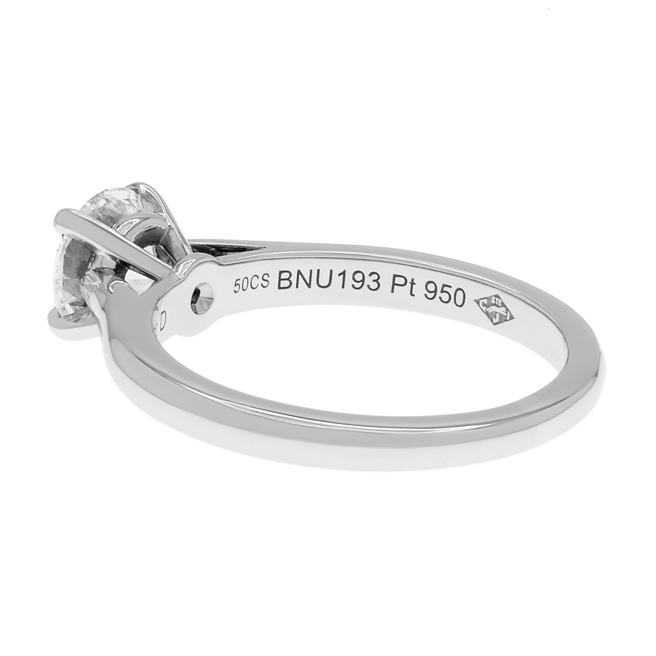 Exclusive Cartier Platinum 0.80 Carat Diamond 1895 Solitaire Ring — Back View