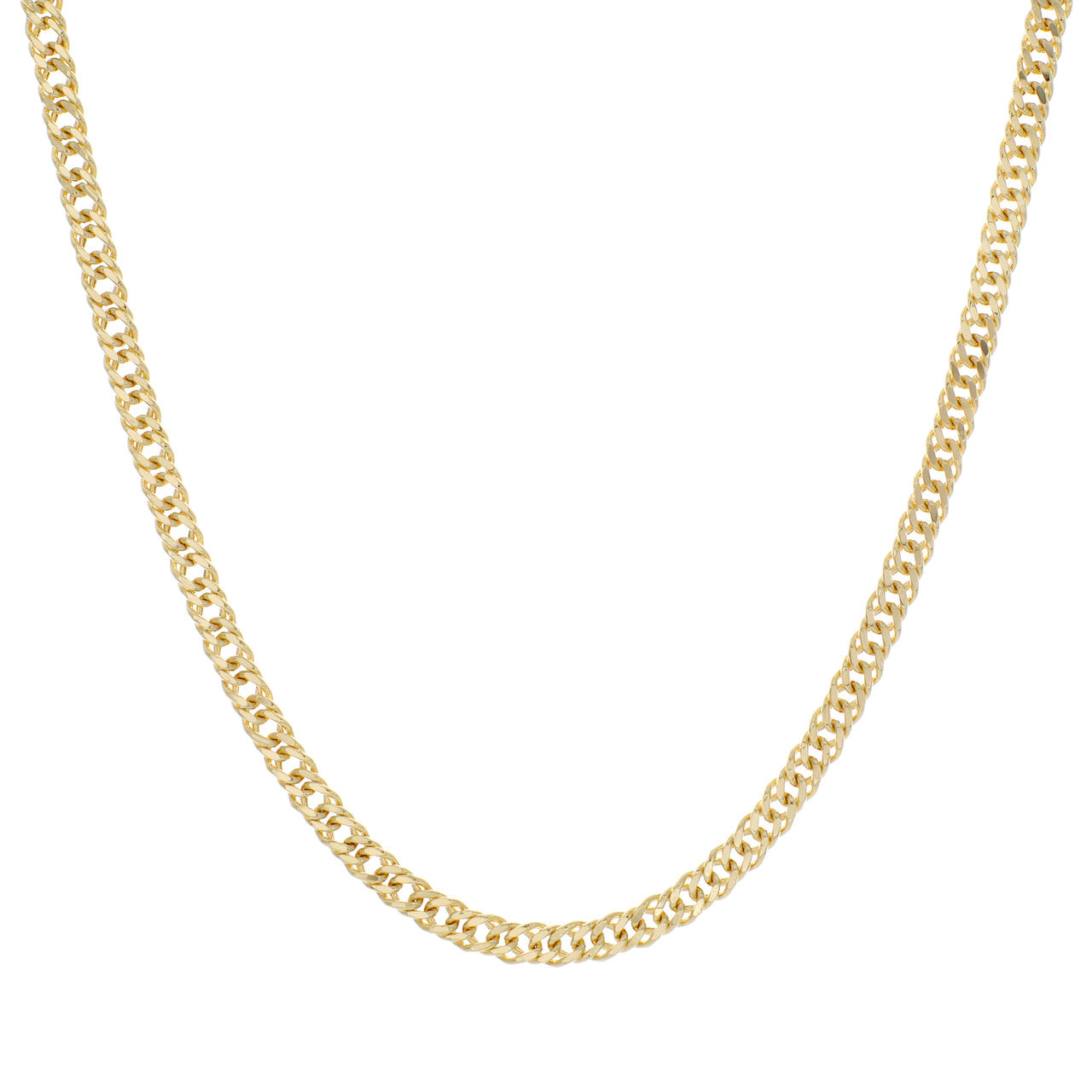 Exclusive 18K Yellow Gold Double Curb Link Chain Necklace — Front View