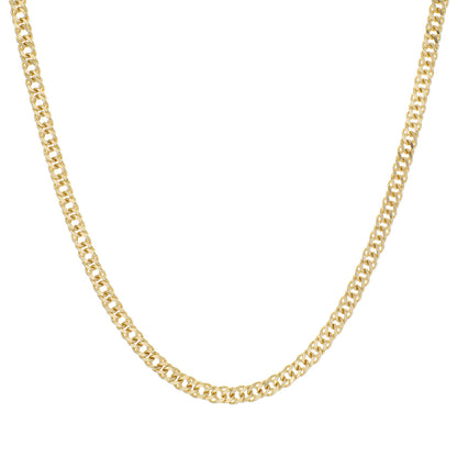 Exclusive 18K Yellow Gold Double Curb Link Chain Necklace — Front View