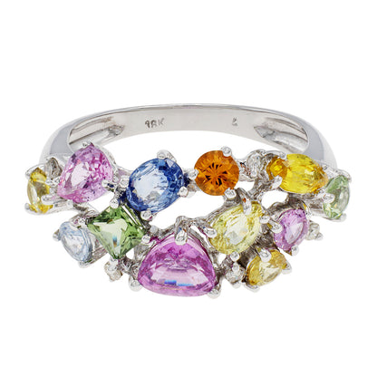 Exclusive 18K White Gold 2.82 Carat Sapphire & Diamond Ring — 4.5 — Front View