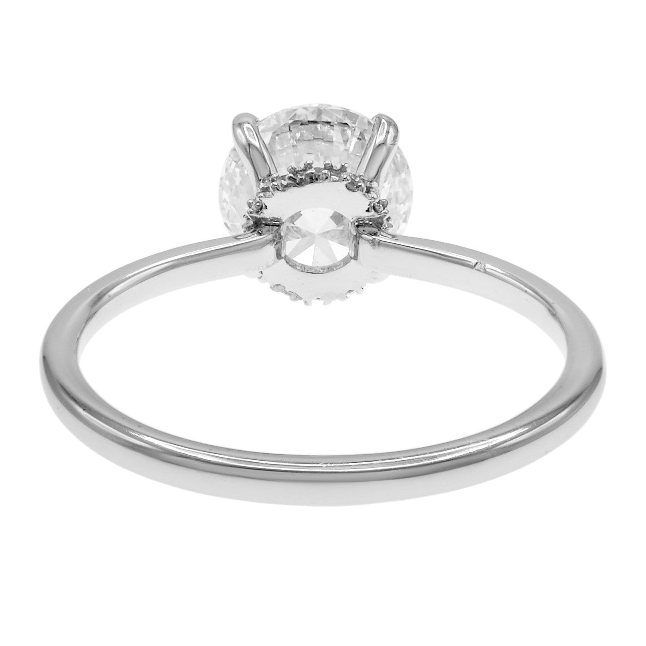 Exclusive 18K White Gold 1.54 Carat Hidden Halo Diamond Solitaire Ring — 3.5 — Top View