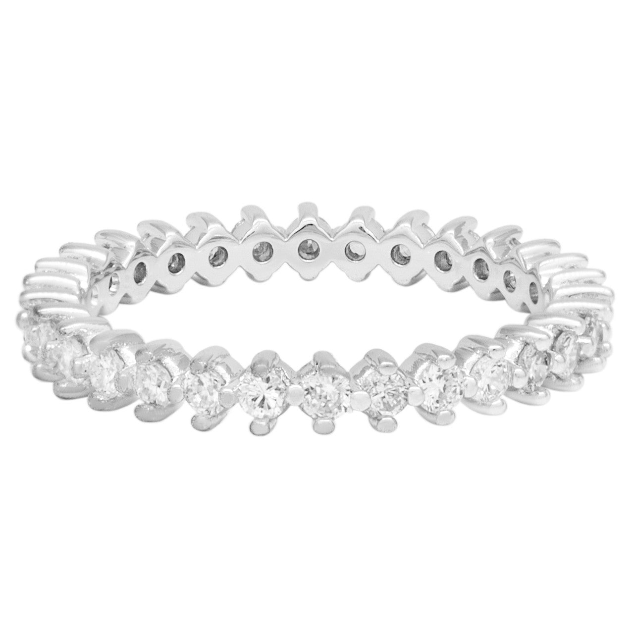 Exclusive 18K White Gold 0.60 Carat Diamond Eternity Band — Side View