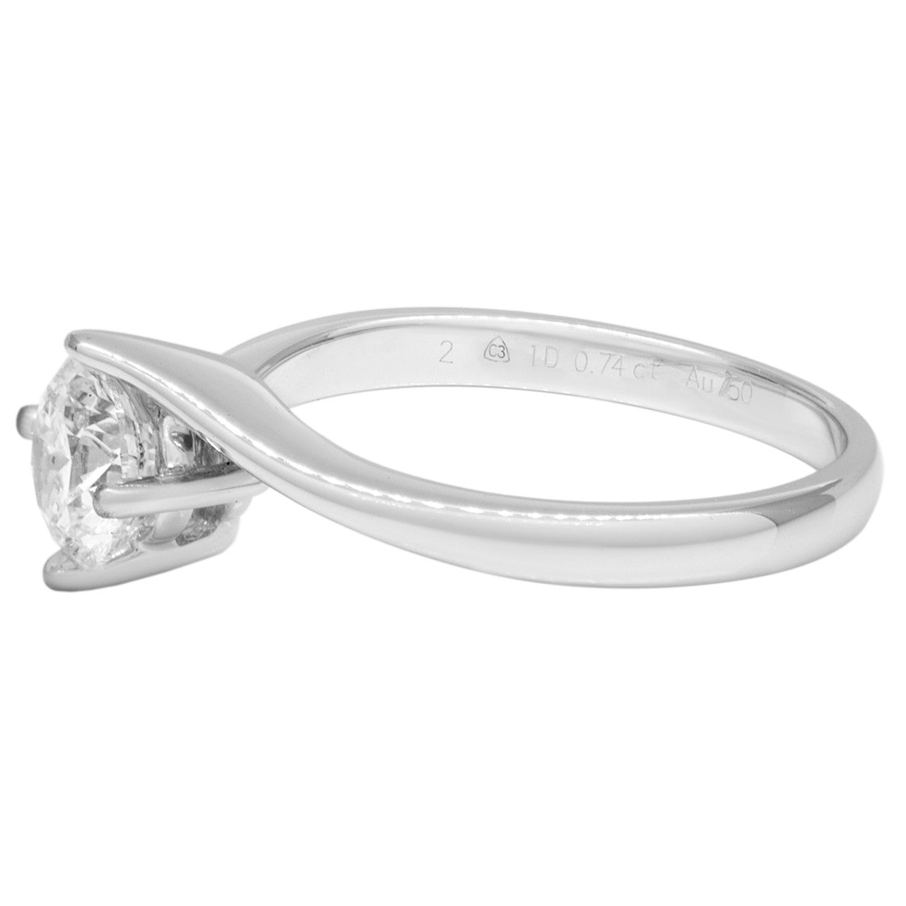 Exclusive 18K White Gold 0.74 Carat Diamond Solitaire Ring — 5 — Side View
