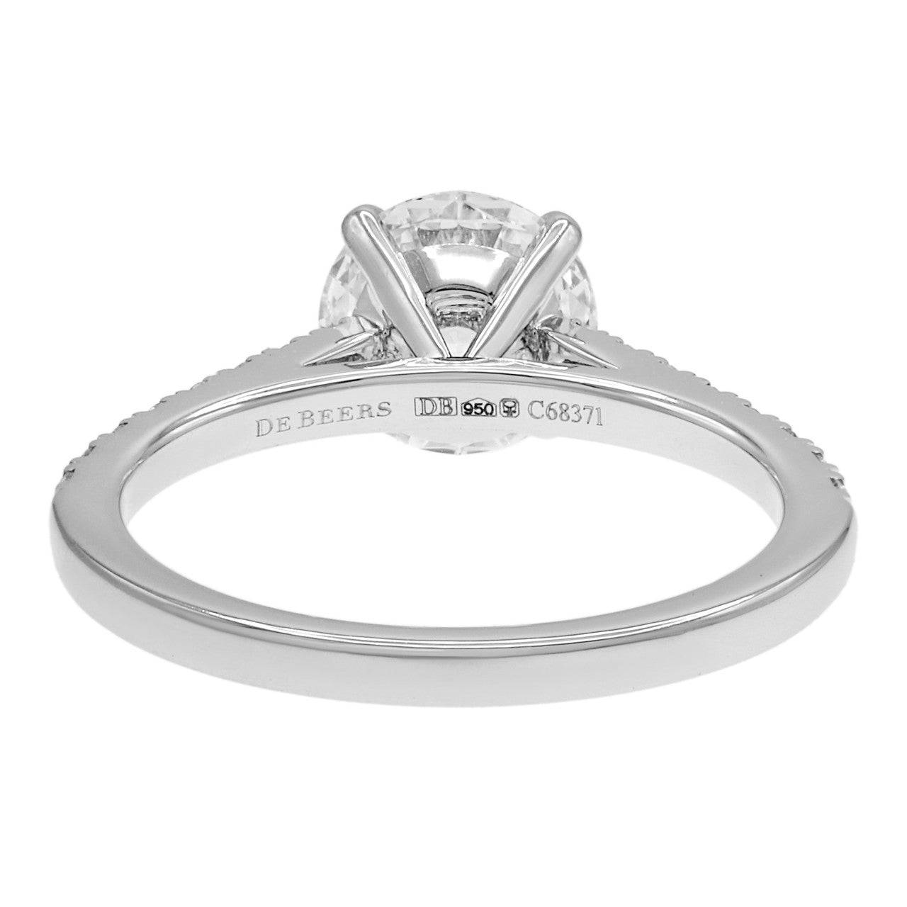 Exclusive De Beers 1.50ct Platinum Classic Pave Round Brilliant Diamond Ring — Back View