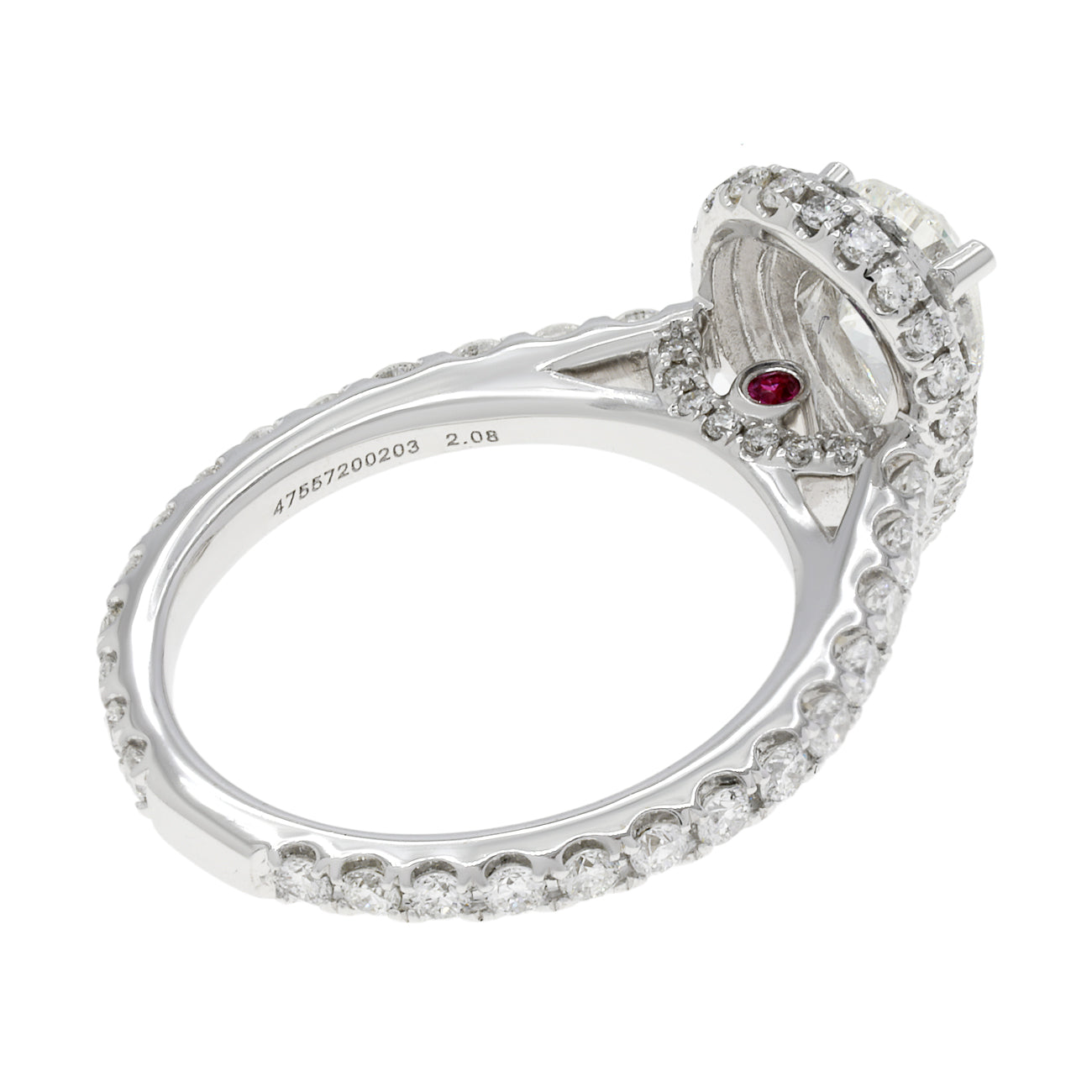 Exclusive 14K White Gold 1.23 Carat Pear Diamond Halo Ring — 4.0 — Back View