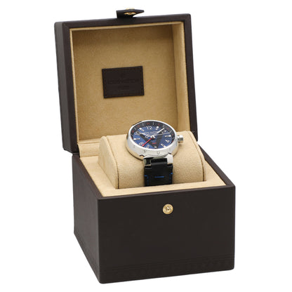 Exclusive Louis Vuitton Stainless Steel Tambour GMT Q1157 — Lifestyle View