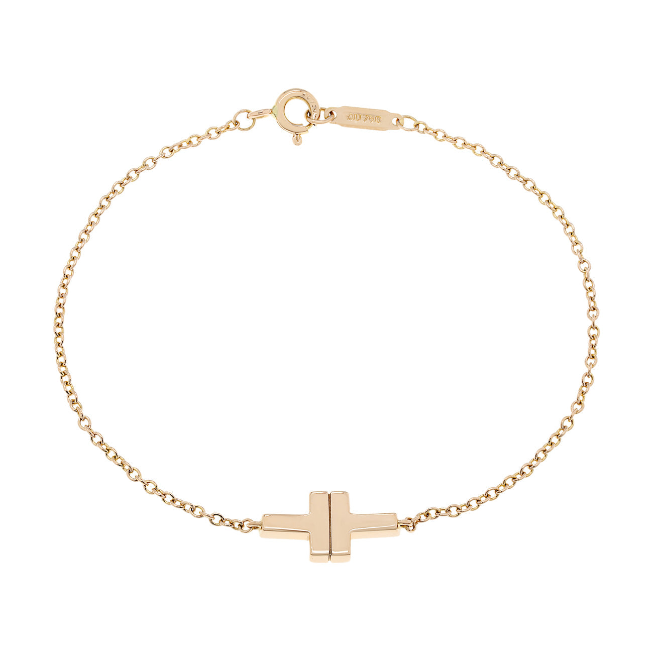 Exclusive Tiffany & Co. 18K Yellow Gold T Chain Bracelet — Side View