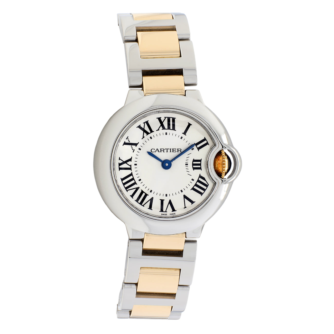 Exclusive Cartier Stainless Steel 18K Yellow Gold Ballon Bleu 28mm W2BB0010 — Front View