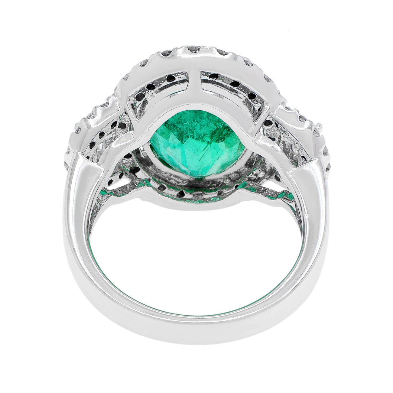 Exclusive 18K White Gold 5.88 Carat Emerald Ring — 4.0 — Back View