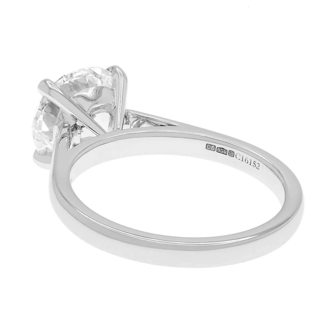 Exclusive De Beers 2.15ct GIA Platinum Classic Round Brilliant Diamond Ring — Back View