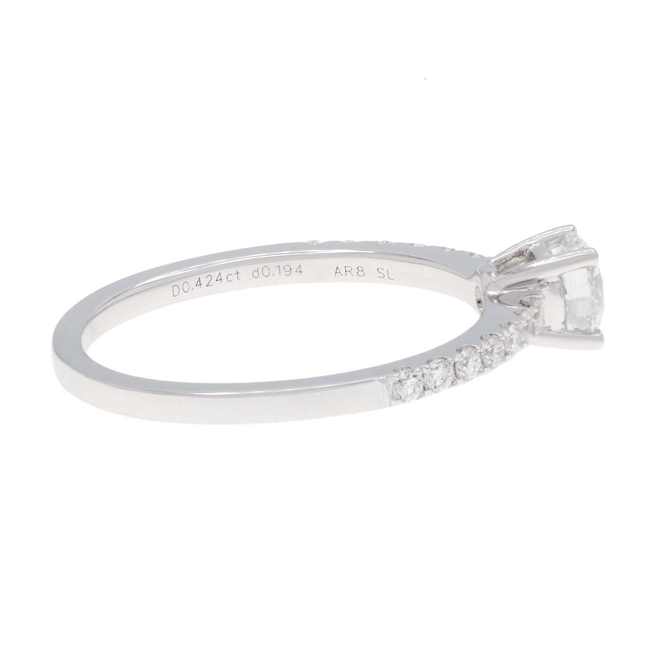 Exclusive 18K White Gold 0.61 Carat Diamond Ring — 5.0 — Side View