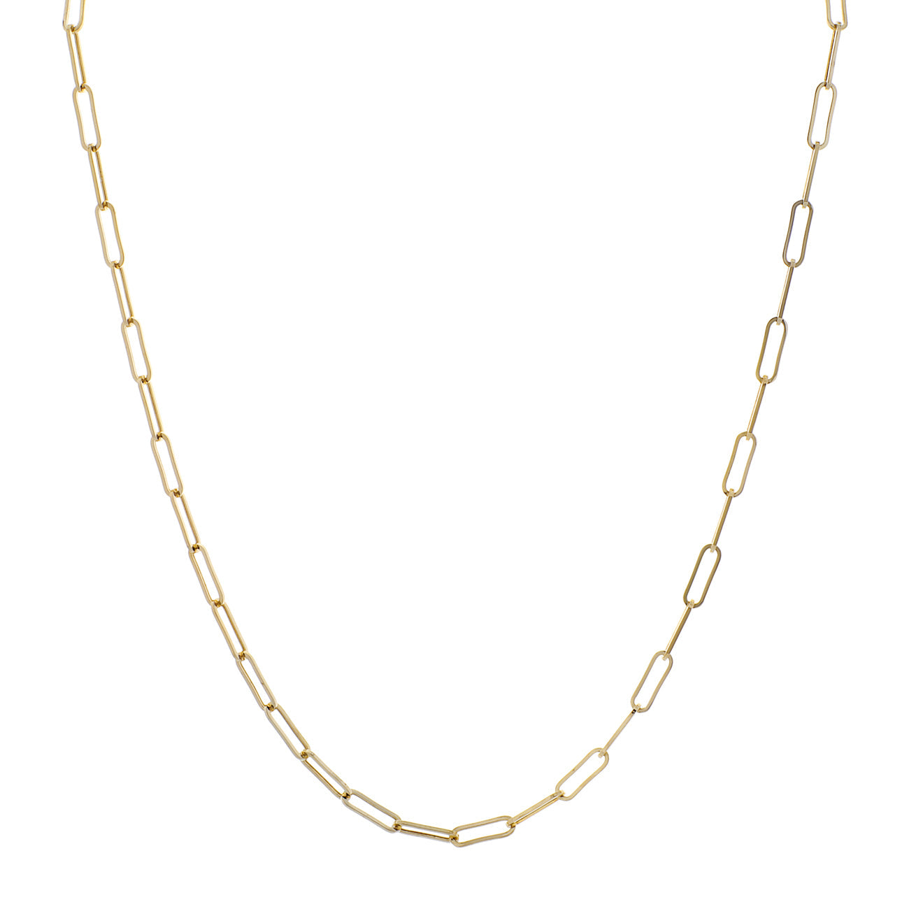 Exclusive 18K Yellow Gold Paperclip Chain — Front View