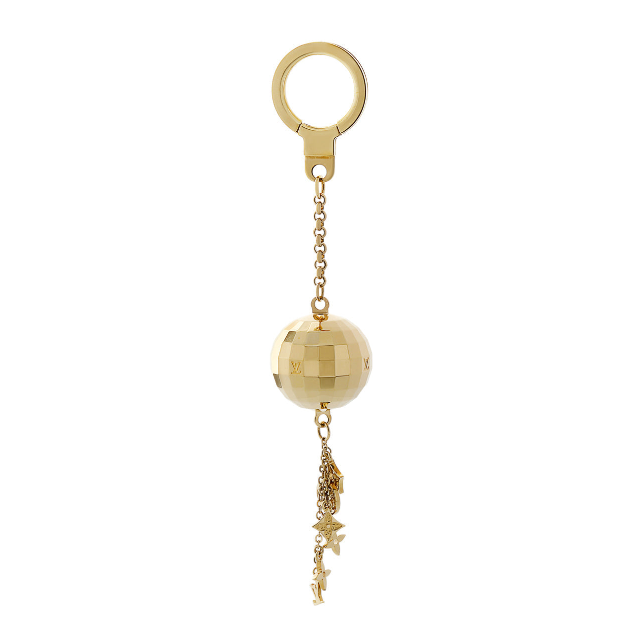 Exclusive Louis Vuitton Gold Mirror Ball Disco Key Chain — Side View
