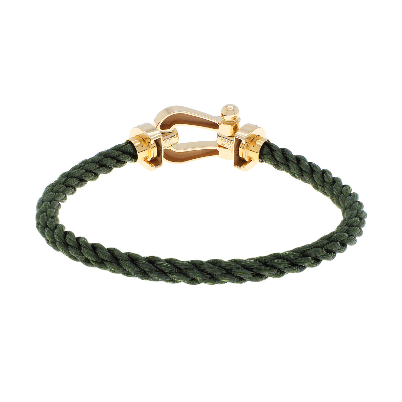 Exclusive FRED 18K Yellow Gold Diamond Force 10 Large Cable Bracelet — Back View
