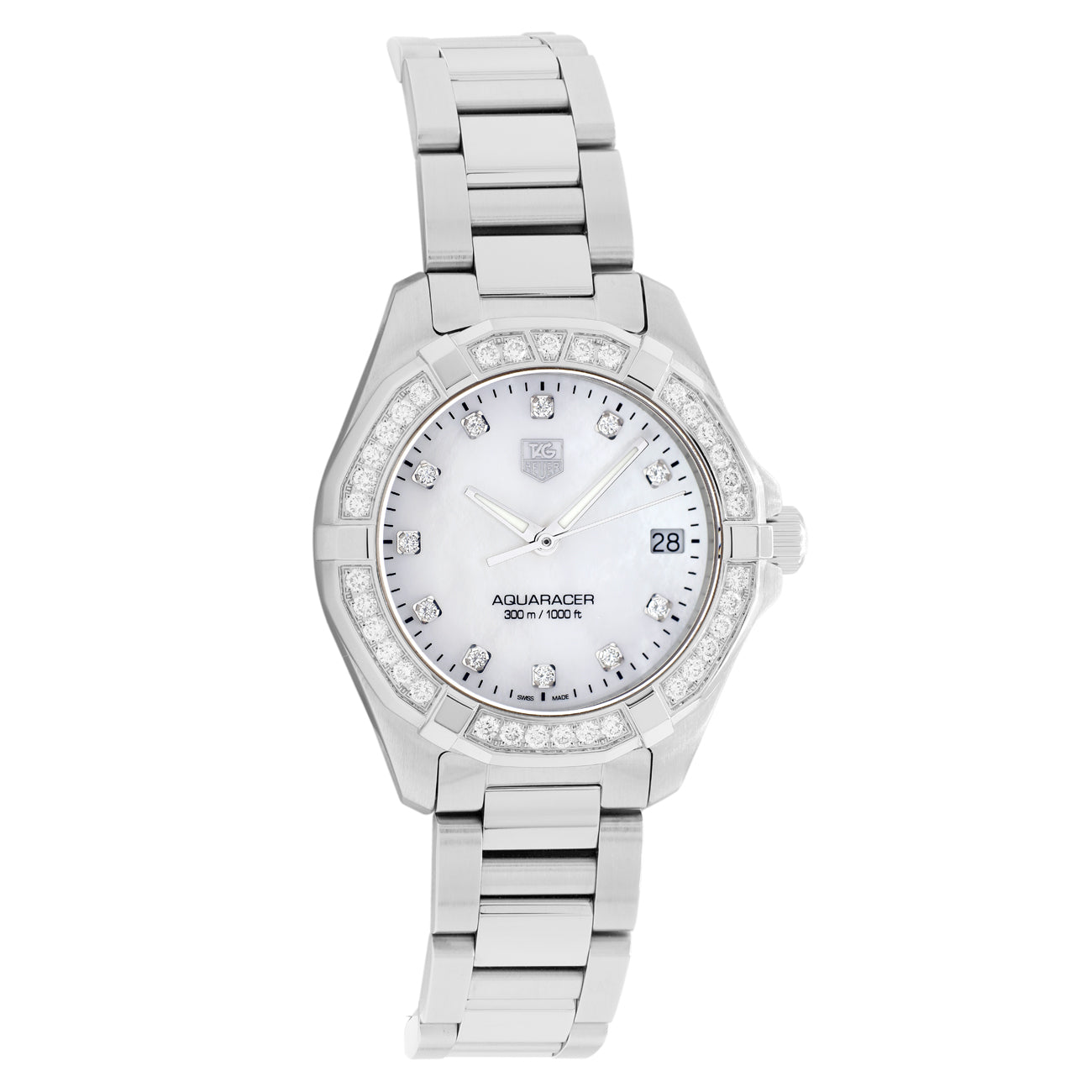 Exclusive Tag Heuer Stainless Steel Diamond Aquaracer WAY1314.BA0915 — Front View