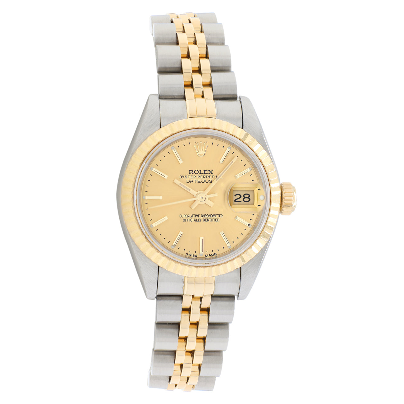 Exclusive Rolex 18K Yellow Gold Stainless Steel Ladies Datejust 69173 — Front View