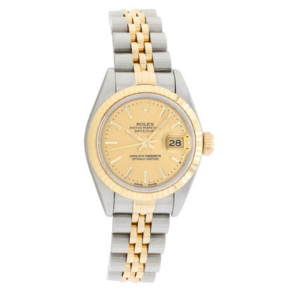 Exclusive Rolex 18K Yellow Gold Stainless Steel Ladies Datejust 69173 — Front View