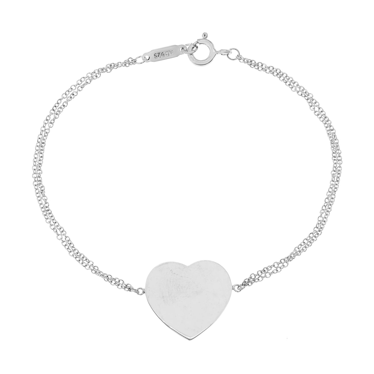 Exclusive Tiffany & Co. Sterling Silver Heart Tag Double Chain Bracelet — Side View