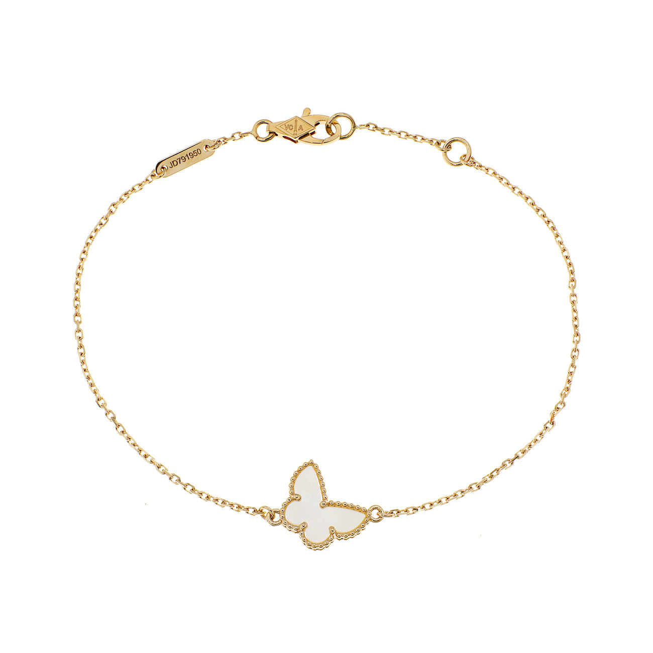 Exclusive Van Cleef & Arpels 18K Yellow Gold Mother of Pearl Sweet Butterflies Bracelet — Side View