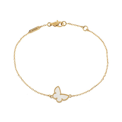 Exclusive Van Cleef & Arpels 18K Yellow Gold Mother of Pearl Sweet Butterflies Bracelet — Side View