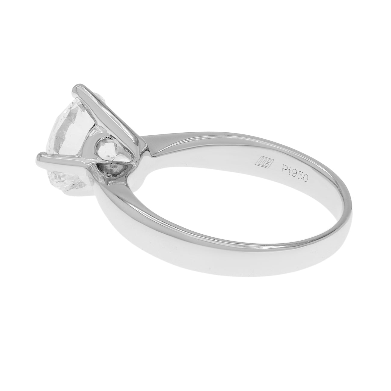 Exclusive Platinum 2.01 Carat Solitaire Diamond Ring — 3.5 — Back View