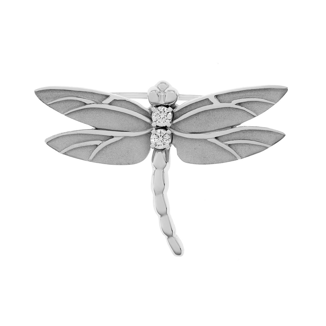 Exclusive Tiffany & Co. 18K White Gold Diamond Dragonfly Brooch — Front View