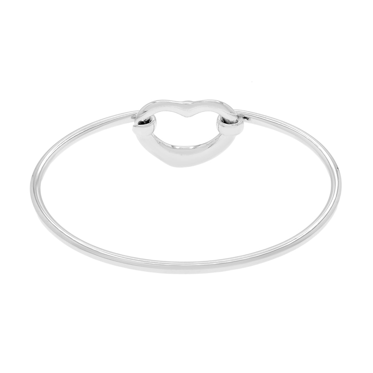 Exclusive Tiffany & Co. Sterling Silver Diamond Elsa Peretti Open Heart Bangle — Side View